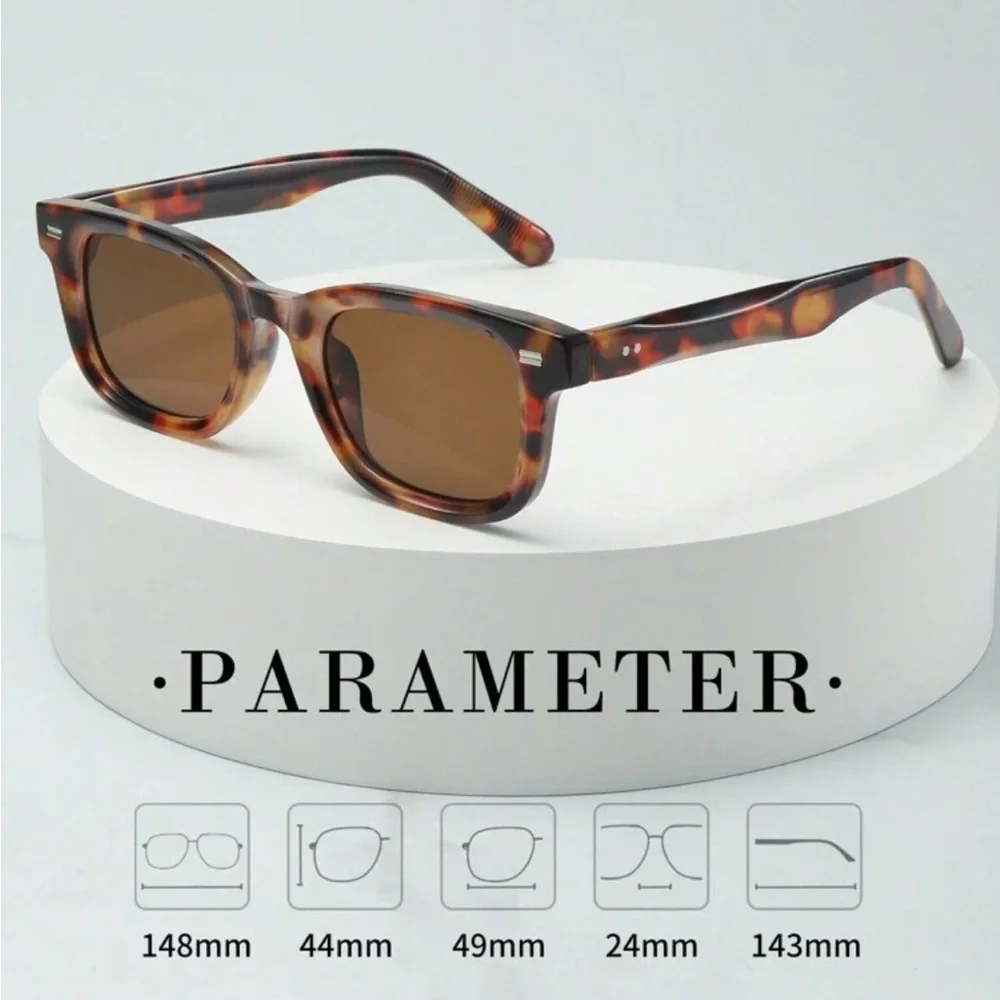 NWT Men’s Retro Tortoise Square Sunglasses Brown Tint Lens